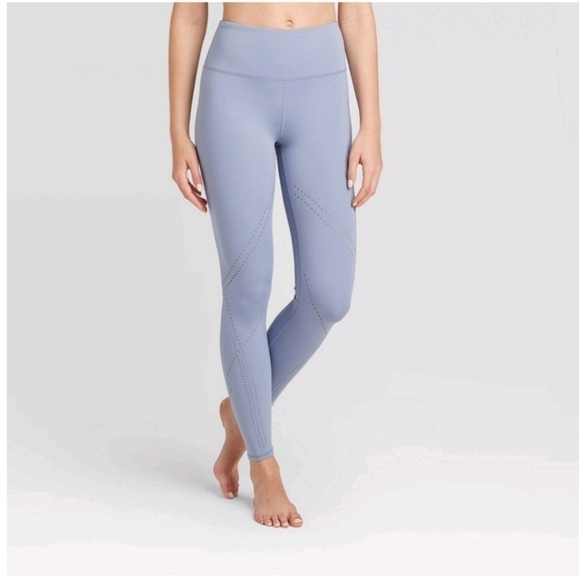 Joy Lab High Rise Light Blue Athletic 7/8 Perforated Leggings Size Large NWT - Picture 1 of 5